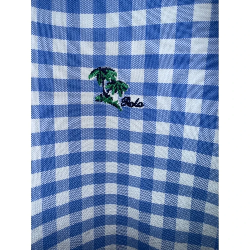 Polo Ralph Lauren Blue Gingham Palm Tree Short Sleeve Shirt Big & Tall XL